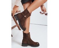Dámské kotníkové boty, semišové, hnědé Hnědá, 36