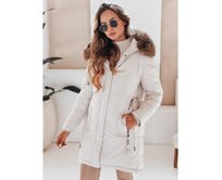 Dámská zimní bunda parka s kapucí světle béžová Béžová, XL
