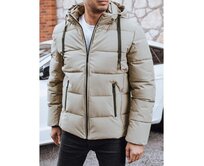 Pánská zimní prošívaná bunda s kapucí, světle béžová Béžová, XXL/54