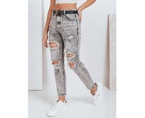 Dámské džíny push up s otvory, šedé Černá, M/38