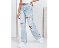 Dámské široké džíny s odřeninami, modré Modrá, S