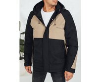 Pánská zimní bunda s kapucí béžová Béžová, M