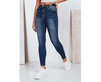 Dámské skinny džíny s vysokým pasem tmavě modré Námořnická modrá, s28
