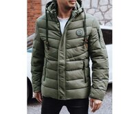 Pánská zimní prošívaná bunda s kapucí, zelená Zelená, M