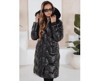 Dámská zimní bunda ELECIO dlouhá prošívaná s kapucí černá Černá, L