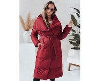 Dámský dlouhý prošívaný kabát FAVI vínový Kaštanová, S