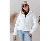 Dámská krátká bunda GLAMVO péřová s kapucí bílá Bílá, S