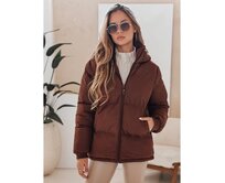 Dámská bunda MISSFROST prošívaná s kapucí hnědá Hnědá, XL