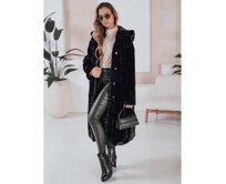 Dámský kožich HELLOCHIC dlouhý černý Černá, XL