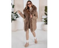 Dámská zimní bunda MORISIO dlouhá prošívaná s kapucí béžová Béžová, S