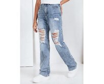 Dámské džíny s otvory modré Modrá, XL