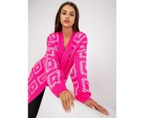 Fluo růžový vzorovaný kardigan bez zapínání RUE PARIS Růžová, Univerzální