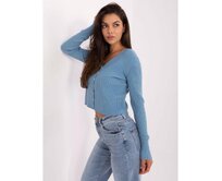 Světle modrý svetr s pruhy Světle modrá, L/XL