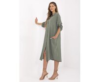 Khaki letní šaty s 3/4 rukávy OCH BELLA Khaki, Univerzální