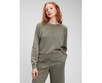 Mikina vintage soft crop Zelená, XS