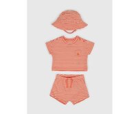 Baby pruhovaný set organic Oranžová, 0-3M