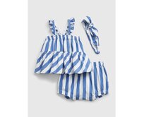 Baby pruhovaný outfit set Modrá, 3-6M