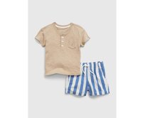 Baby set tričko a pruhované kraťasy Modrá, 0-3M