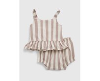 Baby pruhovaný set peplum Béžová, 0-3M