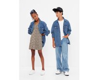 Teen džínová oversized košile Unisex Modrá, 8