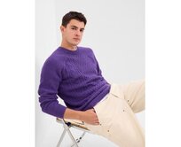 Pletený svetr s příměsí vlny Fialová, S