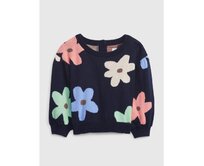 Baby svetr s květy Černá, 6-12M