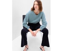 Mikina vintage soft crop Modrá, XS