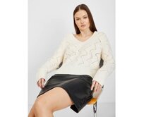 Pletený svetr se vzorem Béžová, L