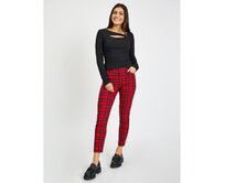 Kostkované kalhoty skinny bi-stretch Červená, 2