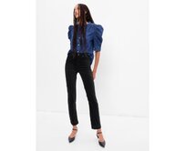 Velurové kalhoty slim vintage high rise Černá, 27REG