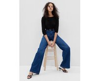 Lněné tričko s dlouhým rukávem Černá, XXS