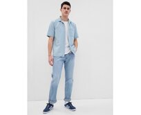 Džínová košile s krátkým rukávem Modrá, XS