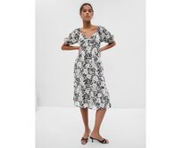 Květované midi šaty Černá, XXS