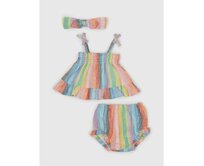 Baby lněný pruhovaný outfit Vícebarevný, 3-6M