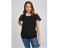 Černé dámské vzorované tričko Černá, S