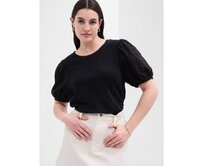 Tričko s krajkovými rukávy Černá, XXS