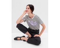 Pruhované tričko s logem Bílá, XXS