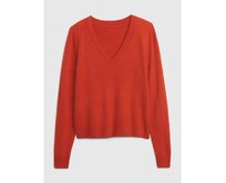 Pletený svetr s výstřihem V Červená, XS