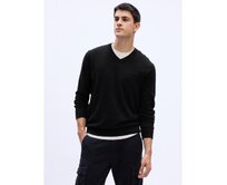 Pletený svetr s výstřihem V Černá, XS