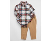 Dětský flanelový set Hnědá, 0-3M