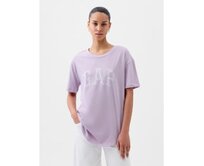 Tričko s logem oversize Fialová, XS