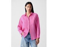 Mušelínová košile oversize Růžová, M