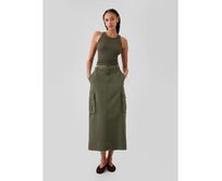 Midi sukně s kapsami Utility Cargo Zelená, 6