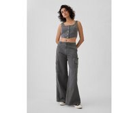Kalhoty s kapsami Baggy Khaki Cargo Černá, 6