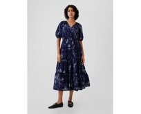 Květované košilové maxi šaty Modrá, XXS