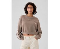 Crop mikina s logem Hnědá, S