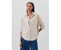Pruhovaná oversize košile Poplin Big Shirt Béžová, S