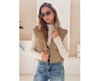 Dámská prošívaná vesta tmavě béžová Khaki, XL