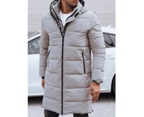 Pánská zimní dlouhá bunda s odepínací kapucí prošívaná béžová Béžová, XL/52