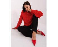 Dámský svetr volného střihu kostkovaný AJTEN červený Červená, Univerzální